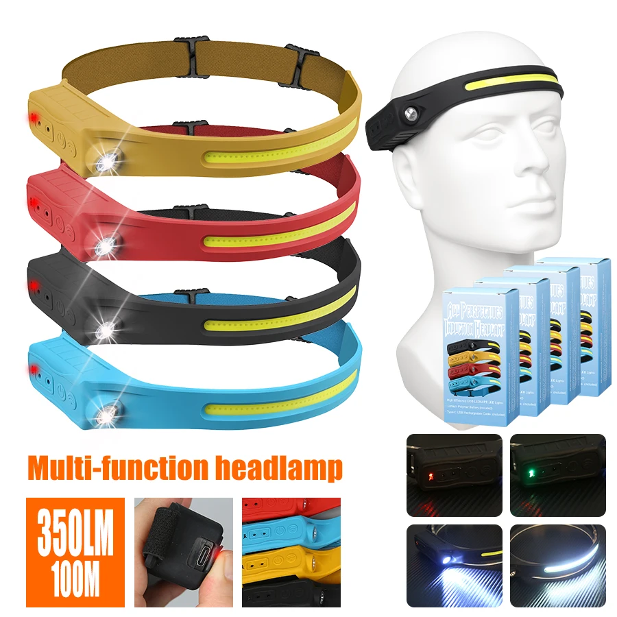Headlamp - Перезаряжаемый налобный фонарь, 350 люмен, датчик
