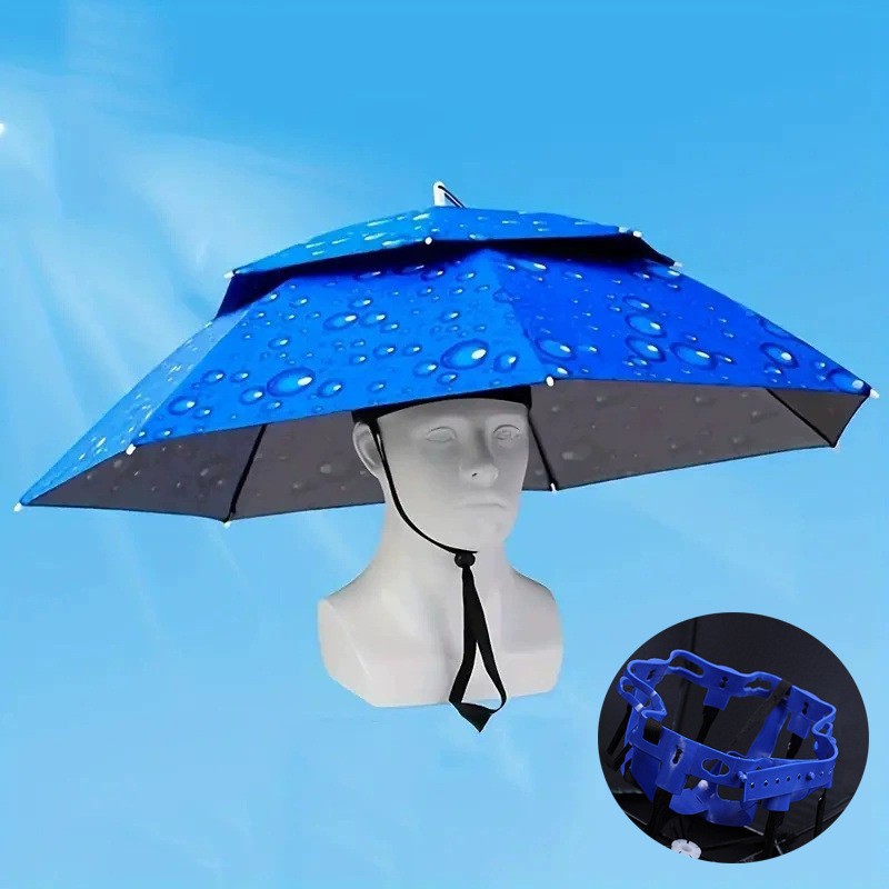 Outdoor Camping Umbrella - Двухслойная регулируемая рыболовная шляпа-зонт, складная, для