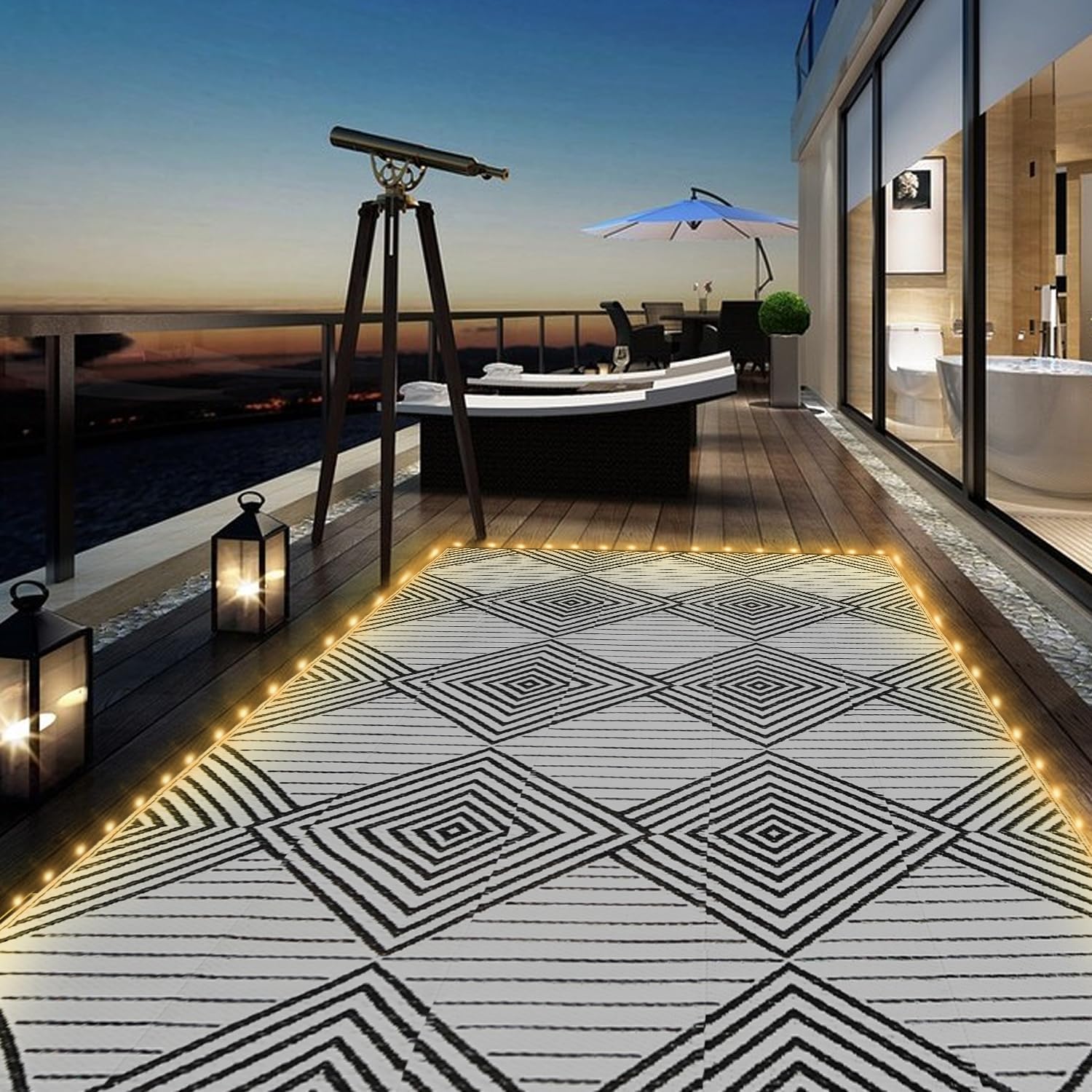 Outdoor Camping Rug With Led Lights - Водонепроницаемый уличный коврик 6x9 футов со
