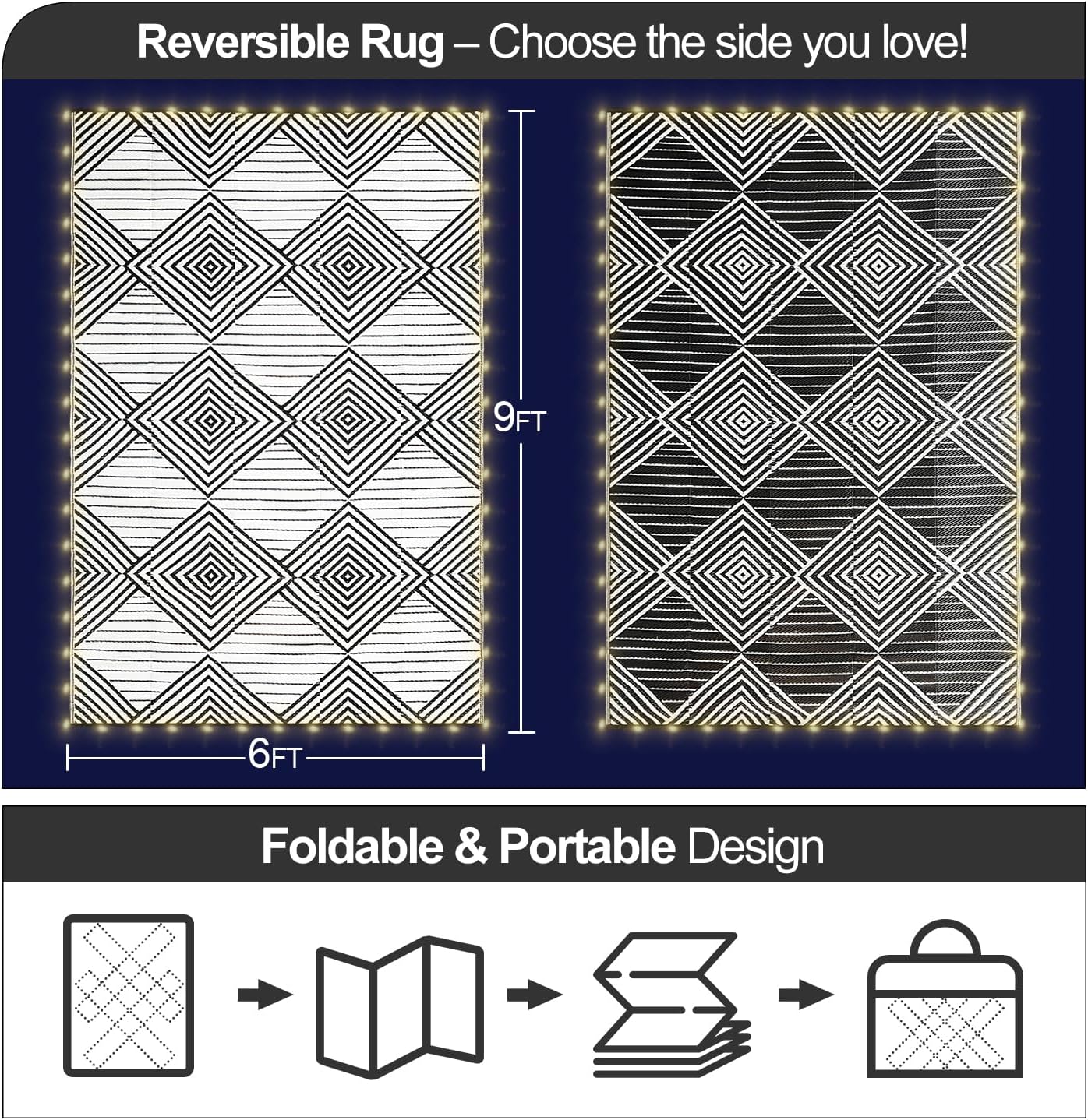 Водонепроницаемый уличный ковр – обзор и цена Outdoor Camping Rug With Led Lights