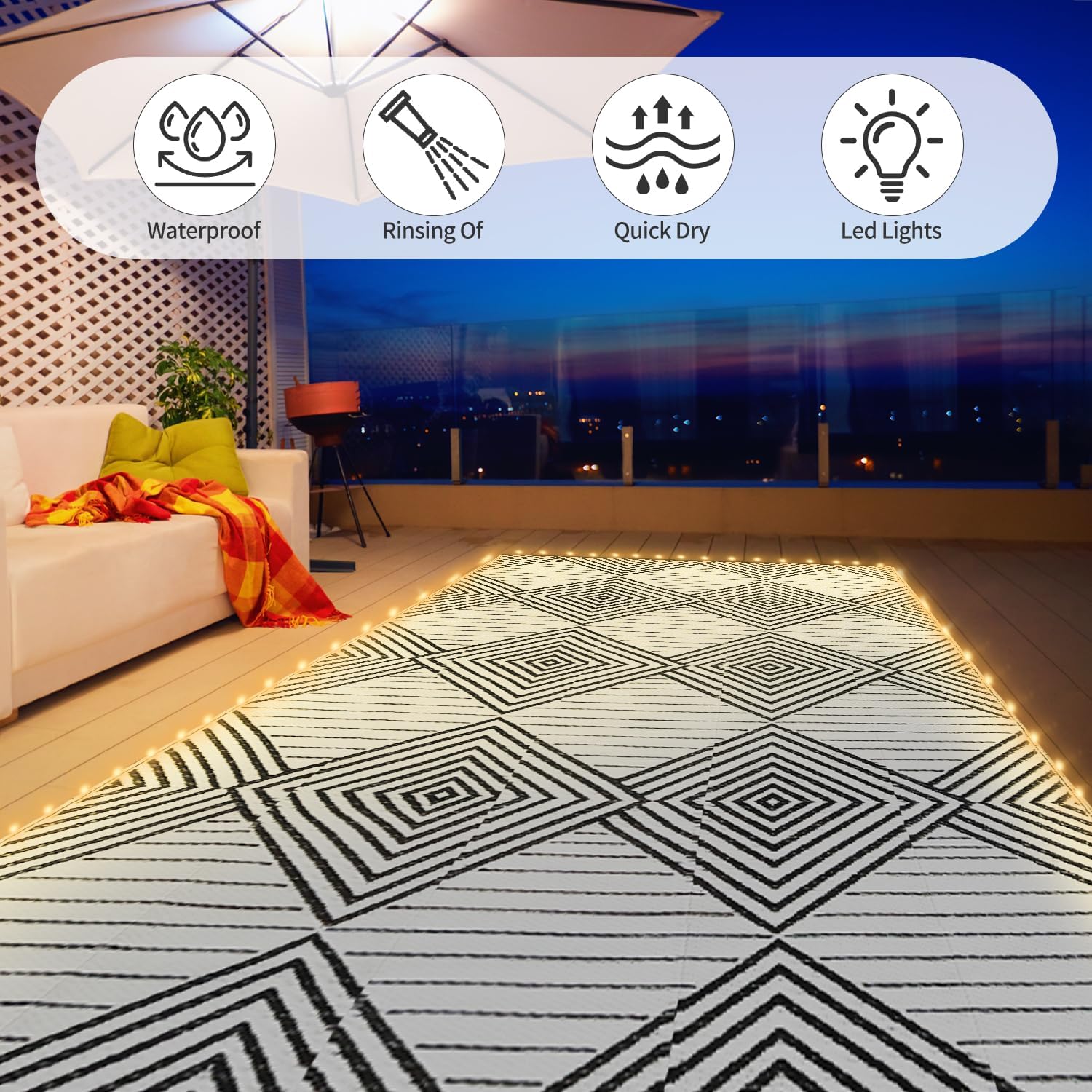Водонепроницаемый уличный ковр – обзор и цена Outdoor Camping Rug With Led Lights
